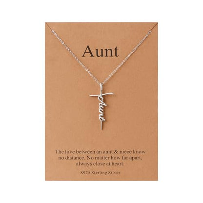 Lcherry Birthday Gifts for Grandma Mom Daughter Teacher Cross Necklace for Women Christian Necklaces Religious Gifts Jewelry for Women Mother's Day - style: Aunt-Sterling Silver