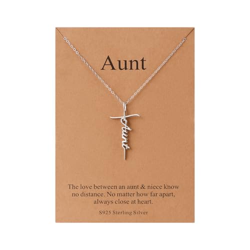 Lcherry Birthday Gifts for Grandma Mom Daughter Teacher Cross Necklace for Women Christian Necklaces Religious Gifts Jewelry for Women Mother's Day - style: Aunt-Sterling Silver