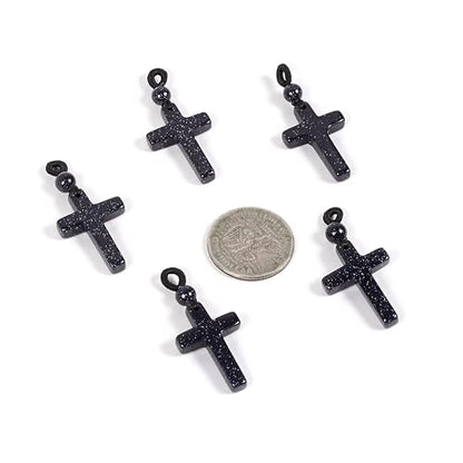 Justinstones Natural Gemstone Carved Cross Reiki Chakra Pendant Necklace 22 Inch - color: 30mm Synthetic Blue Goldstone
