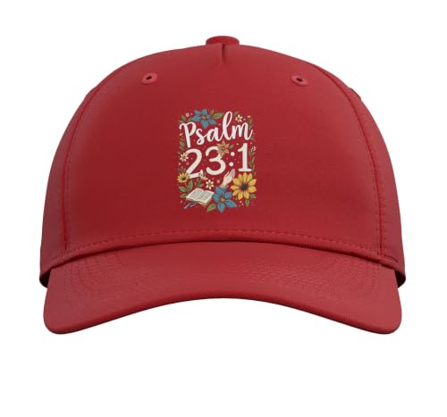 Psalm 23:1 Bible Verse Flowers Christian Women Adjustable Baseball Hat - color: Red