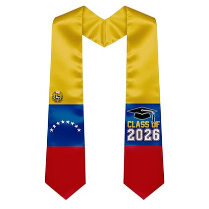 National Flag Graduation Stole Sash - 72" Long Unisex Honors Stole for Students - color: Venezuela