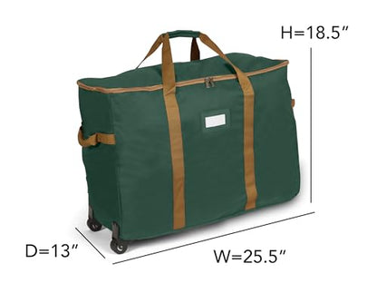 Covermates Rolling Treasurekeeper Storage Bag, 25.5" W x 13" D x 18.5" H - color: Green Heavy Duty Polyester, size: 25.5W x 13D x 18.5H - With Wheels