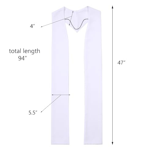 Unisex Overlay Plain Clergy Stole for 94" - color: White