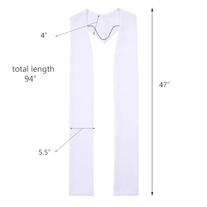 Unisex Overlay Plain Clergy Stole for 94" - color: White