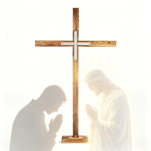 veonly 75 Inch Large Easter Wooden Cross, Large Standing Cross Decoration
