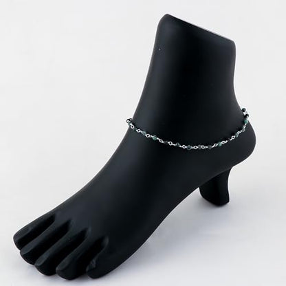 Natural Gemstone Cluster Anklets, Silver Plated Rosary Ankle Bracelet, Handmade Boho Jewelry for Women, Hypoallergenic Lightweight Crystals Beads Chain, Gift for Her, 9+1.50inch