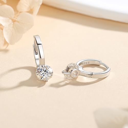 925 Sterling Silver Moissanite Hoop Earrings for Women, 1-2CT D Color VVS1 Moissanite Hoop Earrings, Perfect Jewelry Gifts - style: Style C White 2CT