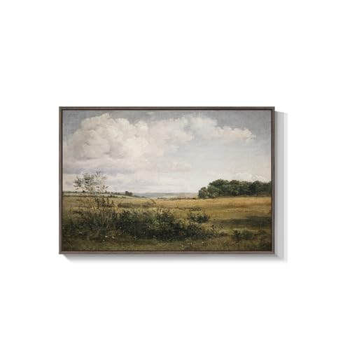 Framed Vintage Landscape Canvas Wall Art, 24x36 In - color: Grassland