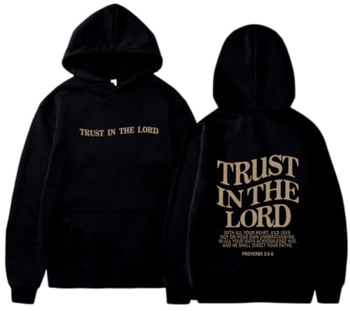PANOZON TRUST IN THE LORD Hoodie Christian Faith Religious God Tops Man Woman Pullover Sweatshirt Y2K Longsleeve - color: 1-black, size: Small