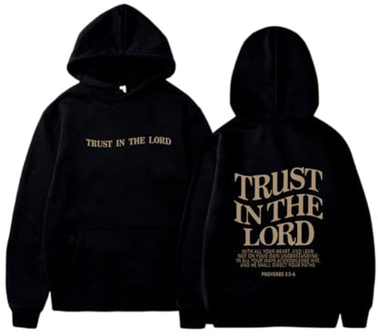 PANOZON TRUST IN THE LORD Hoodie Christian Faith Religious God Tops Man Woman Pullover Sweatshirt Y2K Longsleeve - color: 1-black, size: 3X-Large