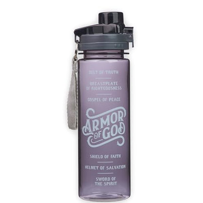 Christian Art Gifts Wide Mouth BPA-Free Reusable Plastic Sports Water Bottle for Men & Women, Inspirational Scripture w/Locking Flip-Top Lid & Carry Strap, 28 oz. - color: Black - Armor of God