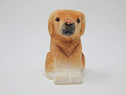 Selsela Labrador Retriever Wooden Figurine - Hand-Carved Miniature Wood Carving Dog Statue, Rustic Home Decor & Collectible Puppy Sculpture - style: Labrador Retriever