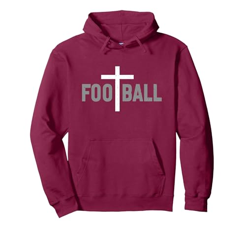 Football Christian Cross Men Boys Pullover Hoodie - color: Burgundy, size: Large