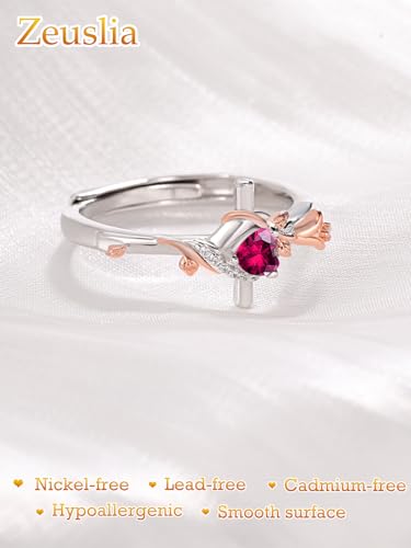 Birthday Gifts Birthstone Rings for Women 925 Sterling Silver Birthstone Rings Anchor/Tree of Life/Snake/Rose Cross Faith Religous Jewelry Gift for Wife Mom Grandma - color: 07-Ruby (C), style: Rose Cross
