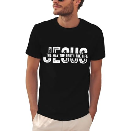 Christian Shirts for Men：Faith Cross Printed T-Shirts Christian Jesus Faith Shirts Holy Bible Tees - color: Black, size: X-Large