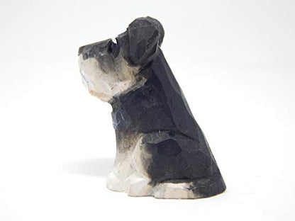 Selsela Schnauzer Terrier Dog Puppy Figurine Miniature Wooden Carving Statue Home Decor Small Animals Pet Canine Hound - style: Schnauzer Terrier Dog