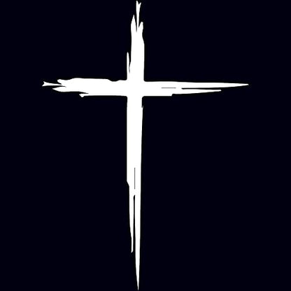 Cross Hand Drawn y3148 Vinyl Sticker Decals (Pack of 2) for Car Bumper Window Laptop Tablet Phone (4.4 inch x 6 inch,White) - color: White, size: 4.4 inch x 6 inch