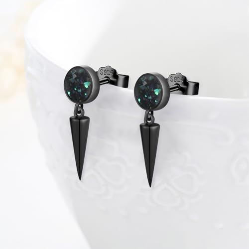 Black Dangle Drop Earrings 925 Sterling Silver Turquoise Earrings Jewelry Gifts for Women Men - style: Spike-B