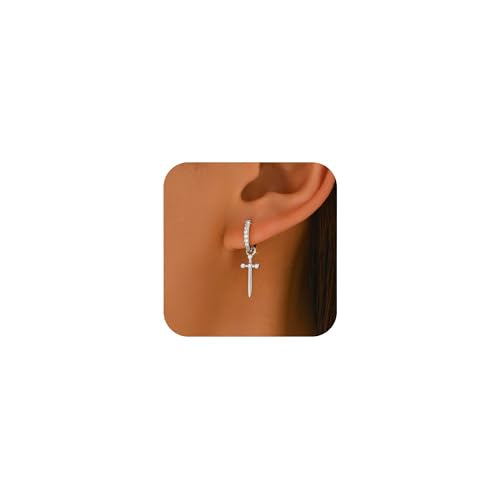SUYACS Dainty 14k Gold Plated Cross Drop Dangle Earrings for Women - color: Style 2-Silver