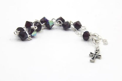 Catholic Communion Rosary Bracelet Created with Swarovski® Crystals, Glass - color: Garnet - January