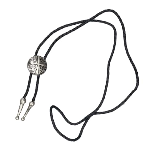MULBA Vintage American Western Cowboy Indian Art Stone Leather Bolo Tie For Men Women - color: Cross