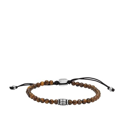 Fossil Men's Beaded Bracelet - color: Tigers Eye/Brown