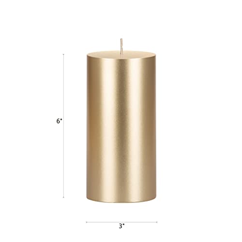 Mega Candles 1 pc Unscented Solid Gold Pillar Candles, Hand Poured Premium Wax Candle 3 Inch x 6 Inch, Home Décor, Spas, Weddings, Occasions, Party, Centerpieces, Holidays, Vigils, Prayers - color: Gold, size: 1 Piece