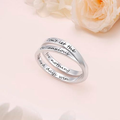 YinShan 925 Sterling Silver Inspirational Ring I am Enough Rings/God Grant Me The Serenity/Always Remember You Are Braver for Women Girls Size 6-9 - style: Don't Let the Hard Days Win