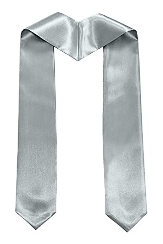 MyGradDay Plain Graduation Stole Colorful Stole for Adult Length 60",Rich in Color - color: Grey