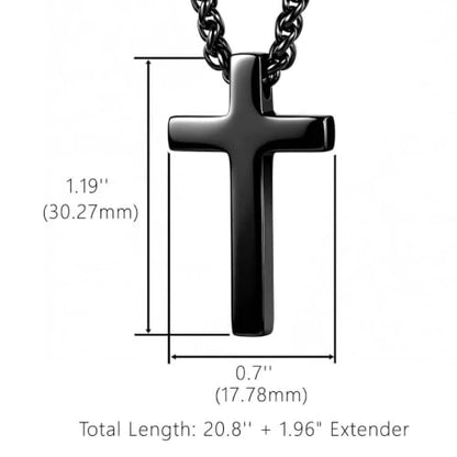 Cross Necklace for Men 316L Stainless Steel Pendant - color: A+black