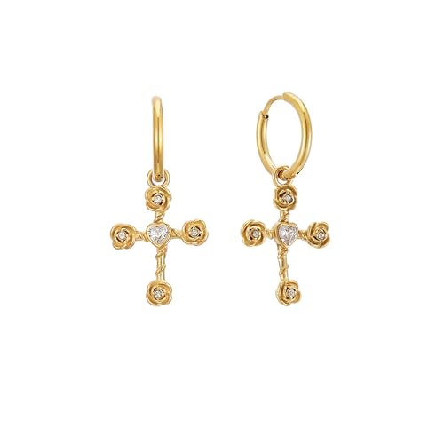 Sylph Cross Earrings for Women Men Cross Huggie Hoop Earrings - style: Large