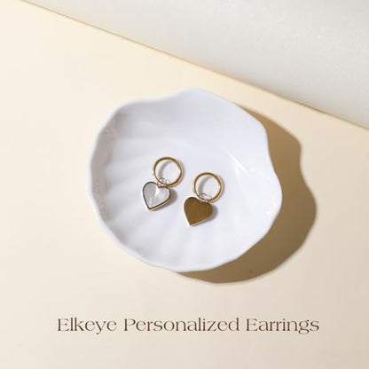 Natural White Sea Shell Long Pendant Earrings for Women Iridescent Elegant 18K Gold-Plated Titanium Steel Jewelry Minimalist & Unique - color: 4023-Gold