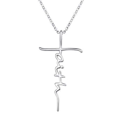 PRAYMOS Faith Cross Necklace for Women 925 Sterling Silver Pendant Necklace With Birthstone Initial Christian Religious Confirmation Baptism Mothers Day Gifts - color: Bestseller-Silver