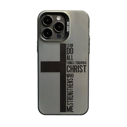 I Can Do All Things Through Christ Phone Case Compatible with iPhone 13, Bible Verse Christian Religious Cross Philippians 4:13 Cross Case, Black - size: iPhone 13