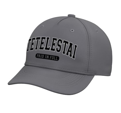 Tetelestai Paid in Full Varsity Arched Black Letters Adjustable Baseball Hat - color: Slate Grey