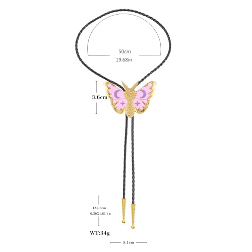 GelConnie Bolo Tie for Women Heart Cowboy Necktie Flower Gothic Mens Bolo Ties Bolero Necklace Red Western Ties for Men - color: Blue Gold Moth Tie