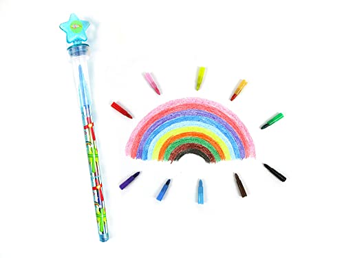 TINYMILLS 24 Pcs Religious Christian 2 in 1 Stackable Stacking Crayon with Extra Stamper Topper, Sunday School Classroom Rewards, Prizes, Christian Toys Sunday School Rewards