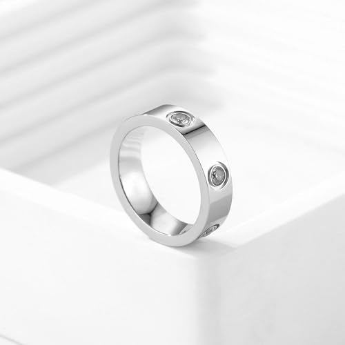 YCSLYW Ladies Stainless Steel Ring Love Friendship Ring Golden high polishing, low allergy Wedding Jewelry Valentine's Day Birthday Gift, 5-10 - color: Love Silvery, size: 9