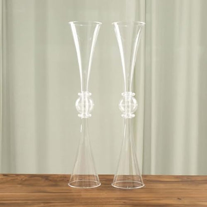 Efavormart 2 Pack | 27" Clear Crystal Embellishment Trumpet Table Centerpiece, Reversible Plastic Flower Vase - color: Clear, size: 27"