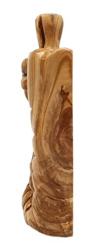 Zuluf Olive Wood Nativity Scene 6.5" - Large Abstract Hand Carved Holy Family with Bethlehem Star Christmas Decor HOF056
