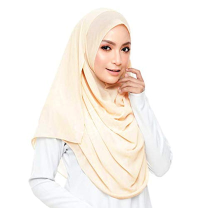 LMVERNA Solid Color Bubble Chiffon Scarf for Women Fashion Soft Hijab Long Scarfs Wrap Scarves - color: Beige