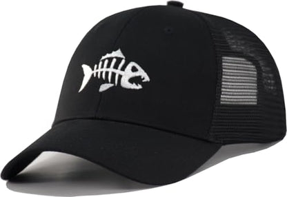 TSSGBL Various Gift Hats for Men - M L XL XXL Big Head Fit, Adjustable Mesh Trucker Ball Cap, Ideal Gifts - color: Black ( Fish ), size: One Size