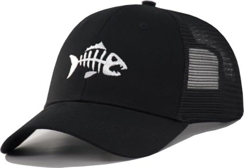 TSSGBL Various Gift Hats for Men - M L XL XXL Big Head Fit, Adjustable Mesh Trucker Ball Cap, Ideal Gifts - color: Black ( Fish ), size: XX-Large