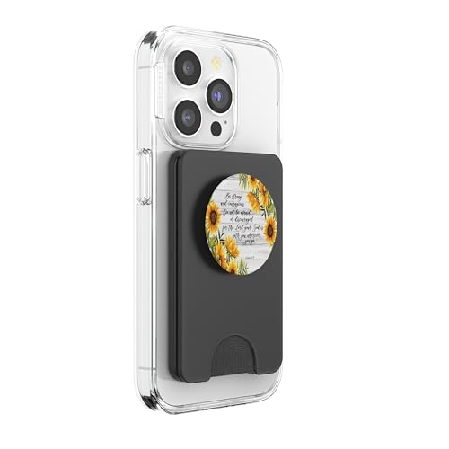 Joshua 1 9 Christian Bible Verse Sunflower Scripture Quote PopSockets PopWallet for MagSafe - style: Magnetic PopWallet