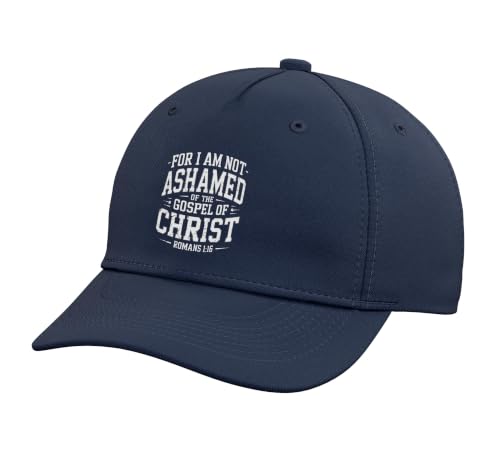 Not Ashamed Gospel Bible Verse God Jesus Christian Adjustable Baseball Hat - color: Navy Blue