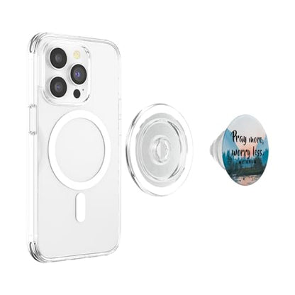 Pray More Worry Less Christian Bible Verse Matthew 6:34 PopSockets PopGrip for MagSafe - style: Magnetic PopGrip