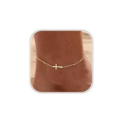 Ankle Bracelets for Women Waterproof Non Tarnish Anklet - style: Cross-GD