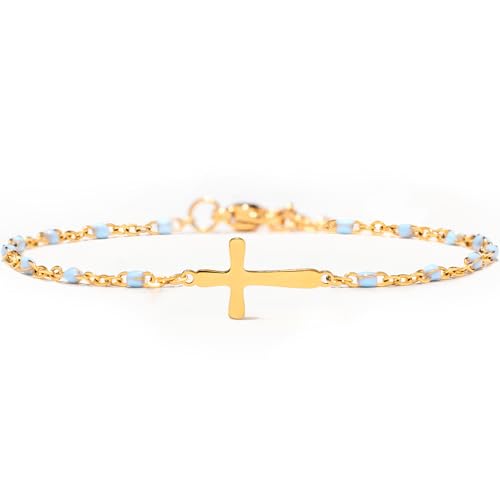 STORYJEWELLERY Cross Bracelet, Gold Plated Cross Bracelet for Women