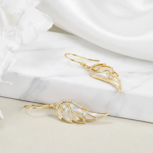 ONEFINITY Angel Wings Earring for Women Feather Wing Earring Angel Jewelry - color: gold