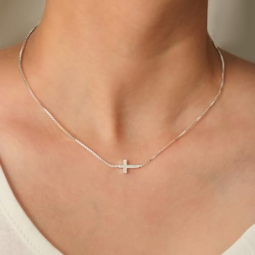 Cross Necklace for Women - Dainty 14K Gold Silver Plated Cross Necklace Choker Jewelry Cute Simple Small Trendy Non Tarnish Waterproof Faith Religious Jewelry Gift for Teenage - style: 06-Cross-Silver